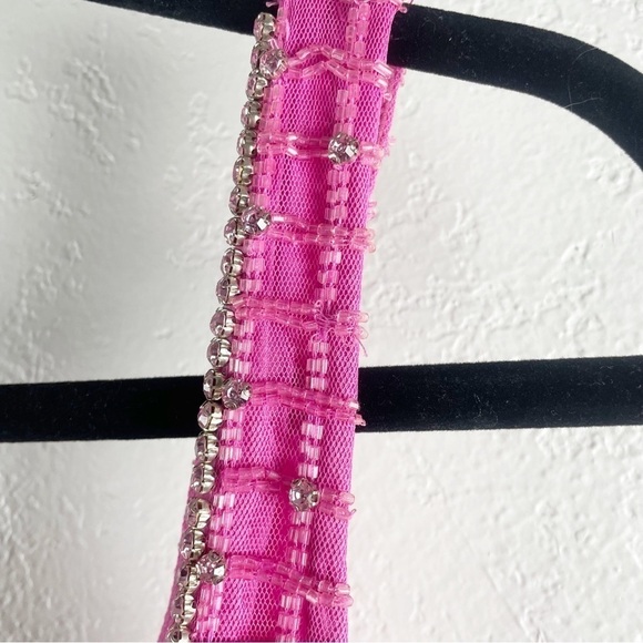 Khanums Kefi Crystal Embellished Beaded Mini Dress Pink Small Cocktail Party - Picture 8 of 12